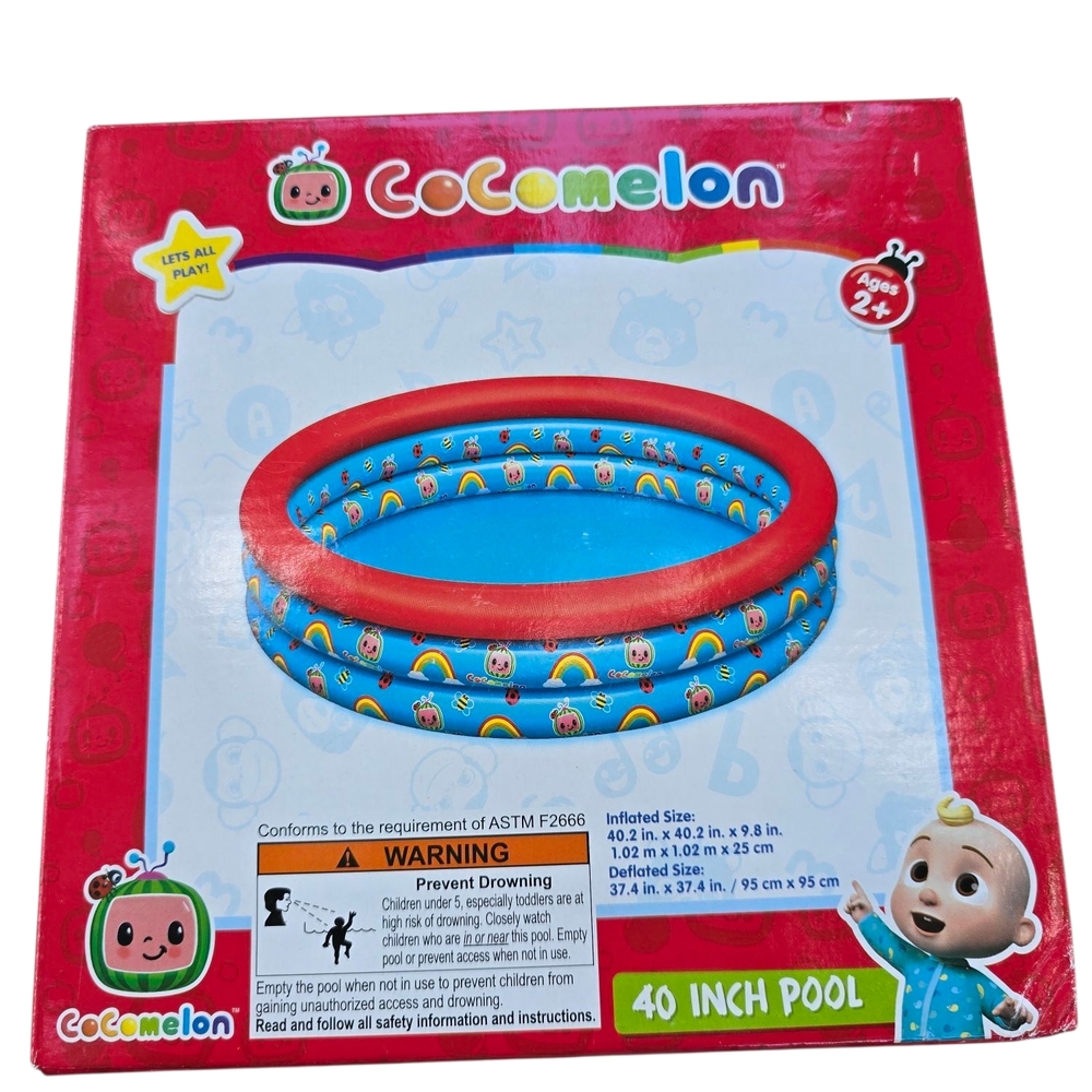 Blue and Red Inflatable Pool